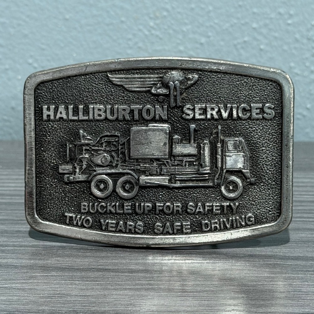 Vtg 1977 Halliburton Services Safe Driving Belt Buckle Jimm Watson Limited Ed
